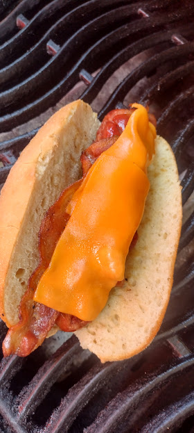 bacon cheese dog or sausages